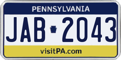 PA license plate JAB2043