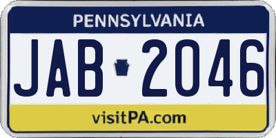 PA license plate JAB2046