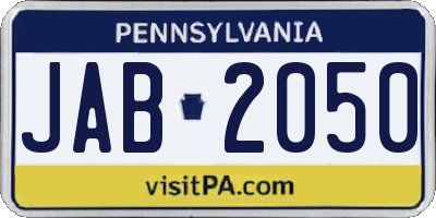 PA license plate JAB2050