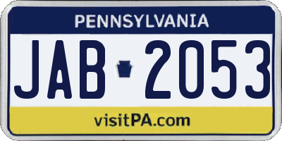 PA license plate JAB2053