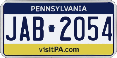 PA license plate JAB2054