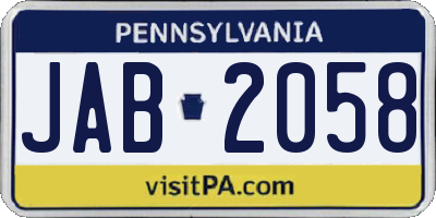 PA license plate JAB2058