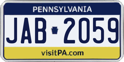 PA license plate JAB2059