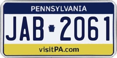 PA license plate JAB2061