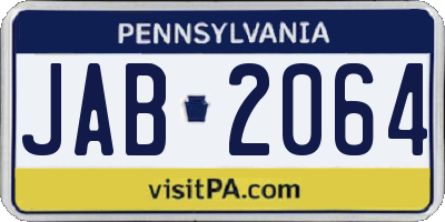 PA license plate JAB2064