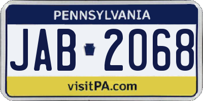PA license plate JAB2068