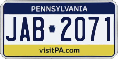 PA license plate JAB2071