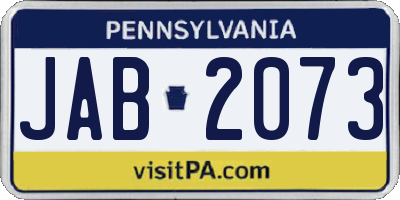 PA license plate JAB2073