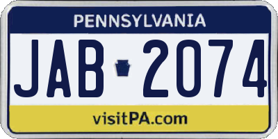 PA license plate JAB2074