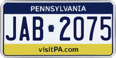PA license plate JAB2075