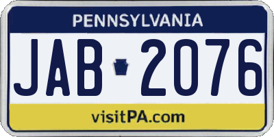 PA license plate JAB2076