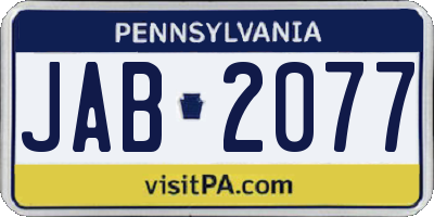 PA license plate JAB2077