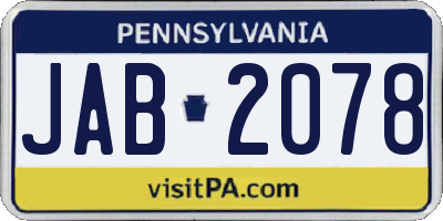 PA license plate JAB2078