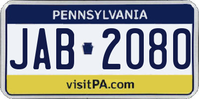 PA license plate JAB2080