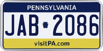 PA license plate JAB2086