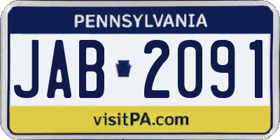 PA license plate JAB2091