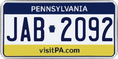 PA license plate JAB2092