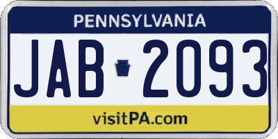PA license plate JAB2093