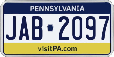 PA license plate JAB2097