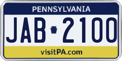 PA license plate JAB2100