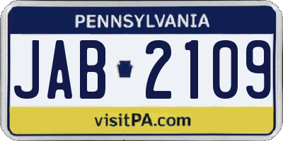 PA license plate JAB2109