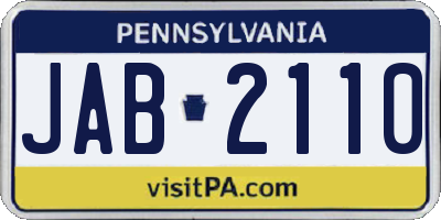 PA license plate JAB2110