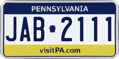 PA license plate JAB2111