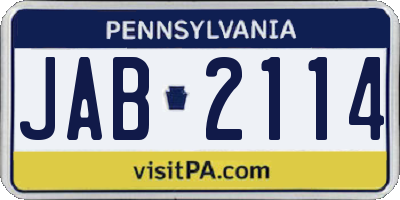 PA license plate JAB2114