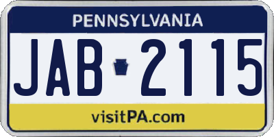 PA license plate JAB2115