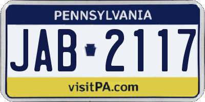 PA license plate JAB2117