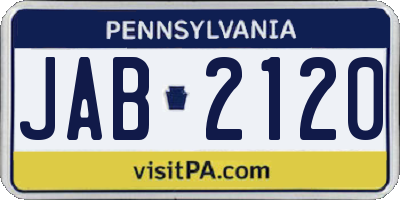PA license plate JAB2120