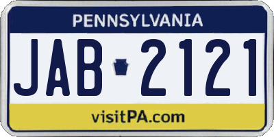 PA license plate JAB2121