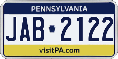 PA license plate JAB2122