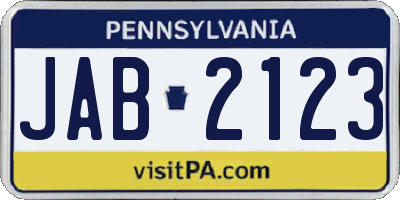 PA license plate JAB2123