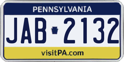 PA license plate JAB2132