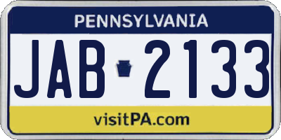 PA license plate JAB2133