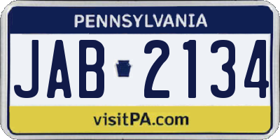 PA license plate JAB2134