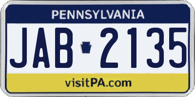 PA license plate JAB2135
