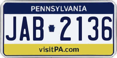 PA license plate JAB2136