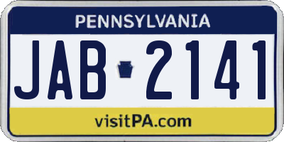 PA license plate JAB2141