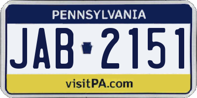 PA license plate JAB2151