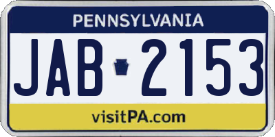 PA license plate JAB2153
