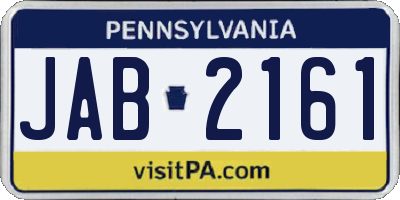 PA license plate JAB2161