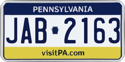 PA license plate JAB2163