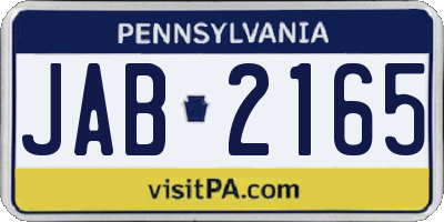 PA license plate JAB2165