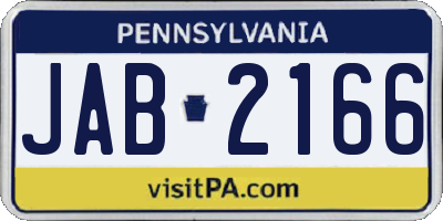 PA license plate JAB2166