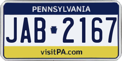PA license plate JAB2167