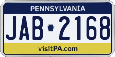 PA license plate JAB2168