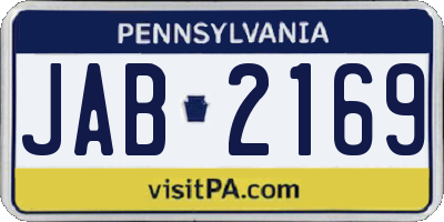 PA license plate JAB2169