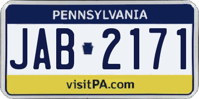PA license plate JAB2171